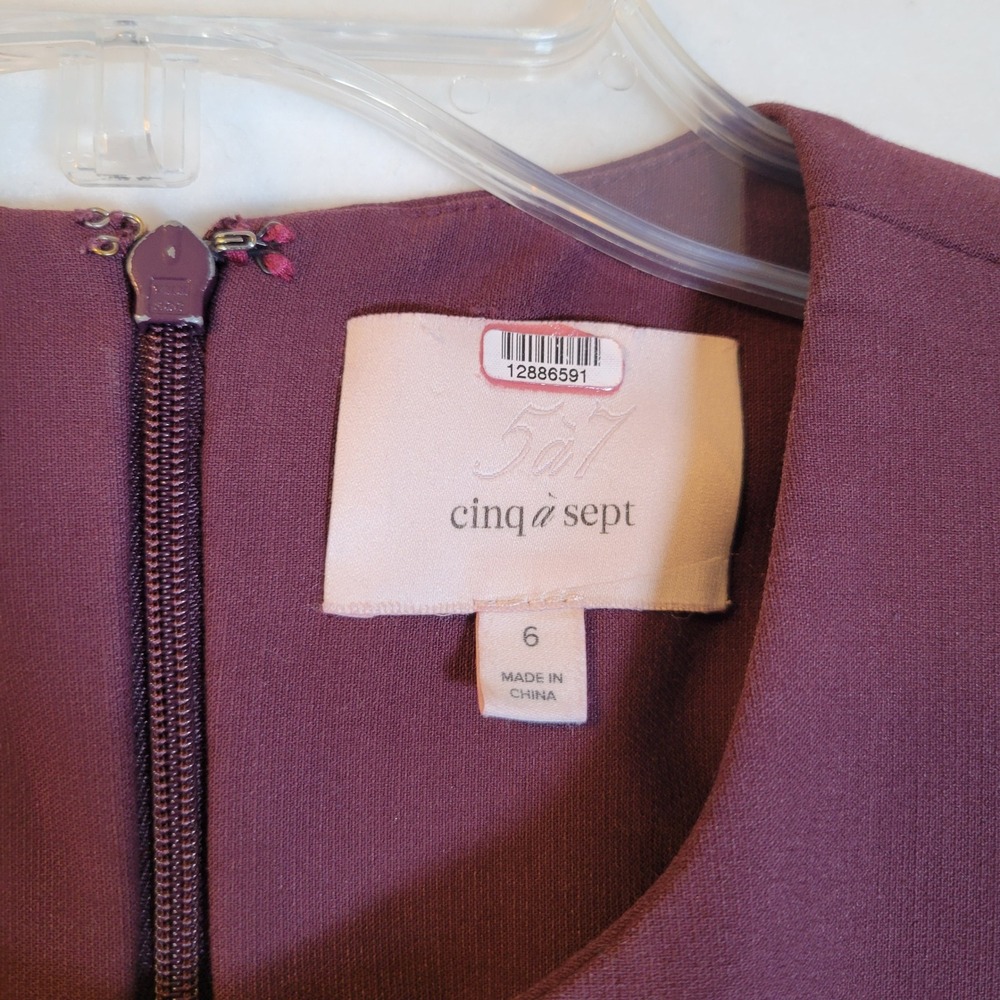 Cinq a Sept Womens Plum Piper Tank Ruffle Midi Dress Size 6 Purple Career Party - Picture 3 of 10